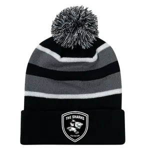 The Sharks Crest Hooped Pom-Pom Beanie