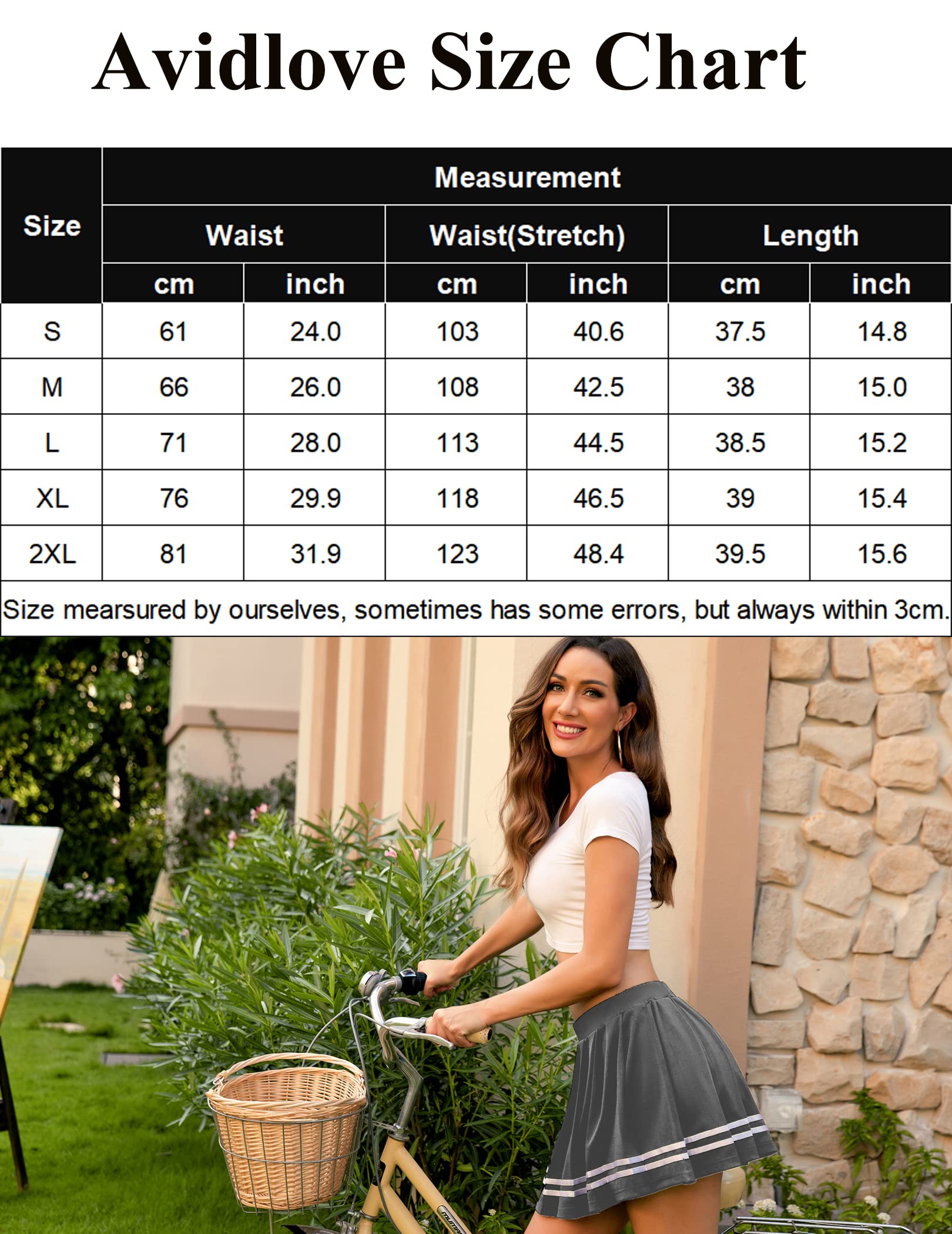 Avidlove Womens Pleated Skirt School Uniform Skirt Mini Skirt Pleated Cheer Skirt