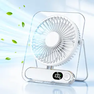 Portable desktop fan with a large-capacity battery - super quiet, 5-speed wind, 180° adjustable and foldable design, digital power display, suitable for home, office, and travel, comparable to an air conditioner