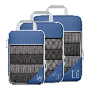3/6PCS Compressed Packing Cubes Travel Storage Organizer Set with Shoe Bag Mesh Visual Luggage Portable Lightweight Suitcase Bag Expanding Compression Waterproof