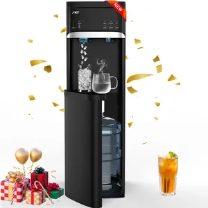 IKT Self Cleaning Bottom Load Water Cooler Dispenser with Nugget Ice Maker for 5 Gallon 33lbs Daily Capacity Black