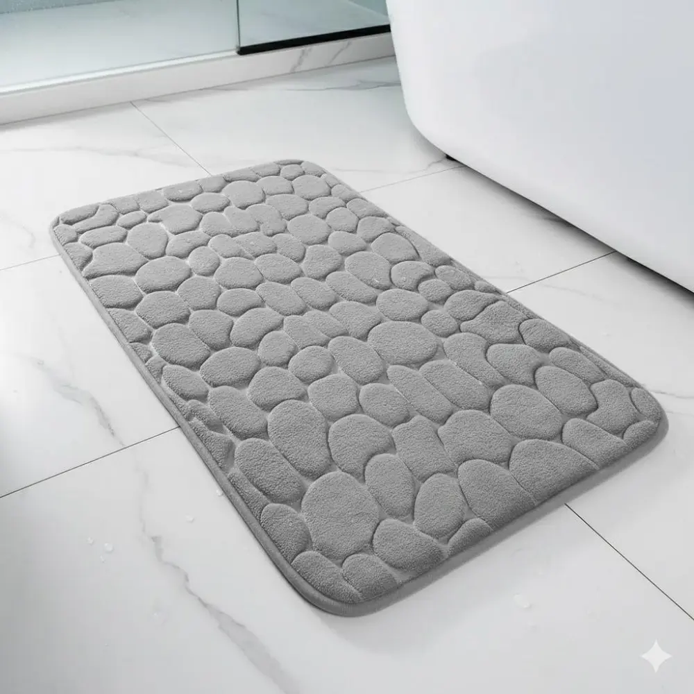 Fast-Drying Non-Slip Machine Washable Bath Mat with Drainage Design, Anti-Mold & Germ-Resistant, 3D Massage Dots for Shower, Entryway, Bathroom Floor Comfort, Quick Drying Mat