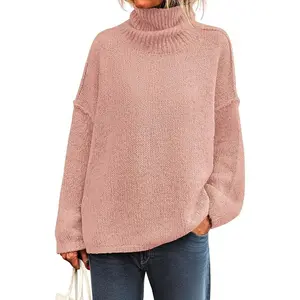 PrettyGarden Womens Turtleneck Long Sleeve Sweater Fall Trendy Loose Fit Knit Tops Oversized Pullover Sweaters