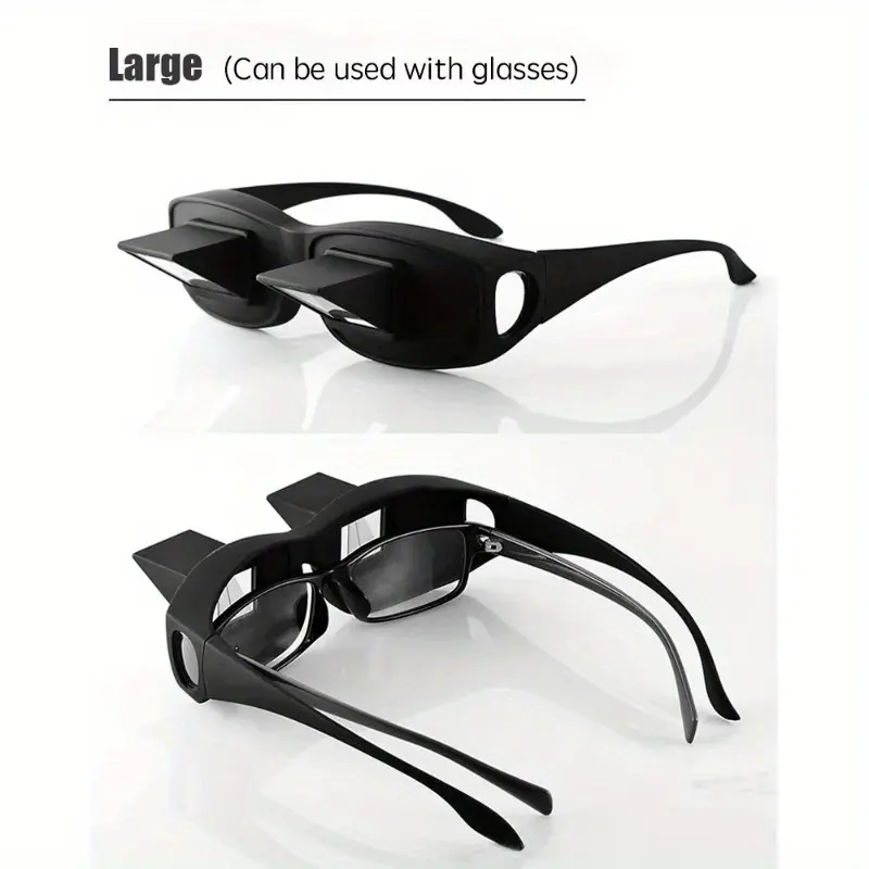 Lazy Glasses - Horizontal Spectacles Prism Glasses Lie Down Eyeglasses for Watching TV in Bed - Comfortable Spectacles with 90-Degree Angle Adjustable