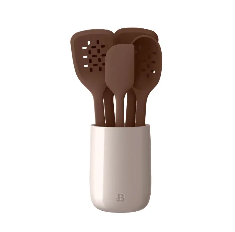 Beautiful 6-Piece Silicone Kitchen Tool Set with Ceramic Crock (7option)
