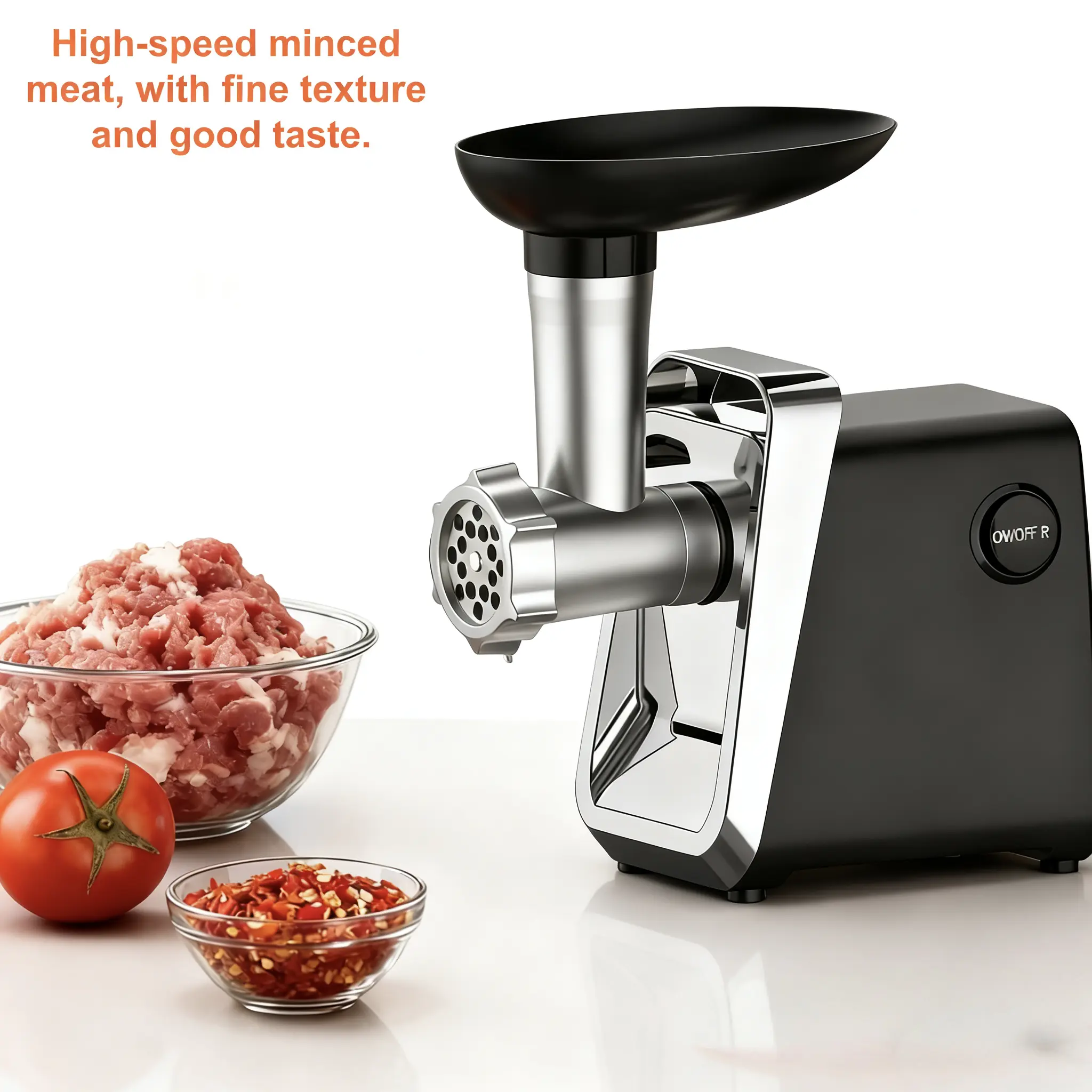 Kitchen Multi-Functional Electric Meat Grinder & Sausage Filling Machine - Vegetable Chopper, Push Rod, Detachable Components, 3 Different Knife Nets, Easy to Clean