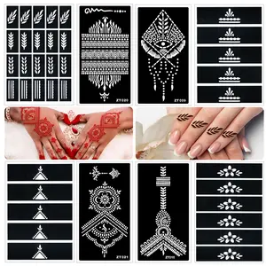 Reusable Finger Arm Tattoo Templates, DIY Body Art and Makeup Mehndi Designs, Complex Floral Patterns, Easy-To-Use Templates