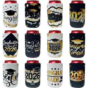 12 Pcs Graduation Can Cooler Sleeves Bulk 2026 Graduation Party Favors Congrats Grad Can Sleeves Graduation Can Beverages Sleeves Give Away Gifts for Class Of 2026 Graduation Party Favor Supplies