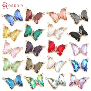 6PCS 18K Gold Color Brass Butterfly Connect Charms Pendants  Diy Necklace Earrings Charms Jewelry Accessories