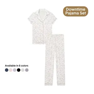 Tommy John Women’s Pajama Set | Soft Breathable Sleep Top & Pants | Lightweight Lounge Set with Button Front & Pockets