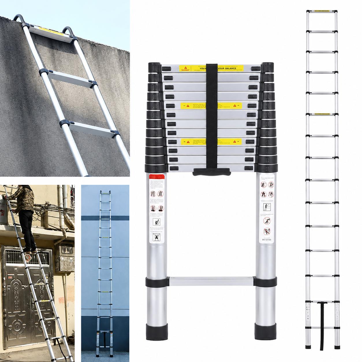 20.6 ft Telescoping Ladder with Non-Slip Design, Portable Collapsible Ladder for Home, RV Attic, and Outdoor Use