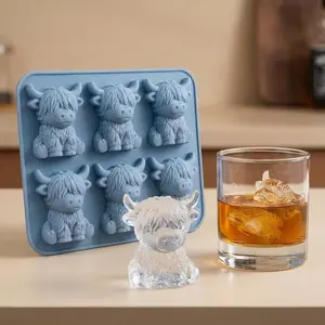 Highland Cow Model Silicone Ice Tray, Durable Plastic Mold, Easy to Use, Perfect for Juice, Ice Bucket, Cylinder Cup, Home Bar Accessories