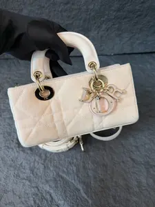 Pre-owned Dior Medium Technical Fabric Macrocannage Lady D Joy satchel