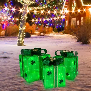 Livfineseason Garden Decor Lighted Gift Boxes Set of 3, Gifts for Women Light Up Gift Boxes, Battery Operated Prelit 80 Lights Present Box Display 8 Modes & Timer Outdoor Decorations for Home Yard