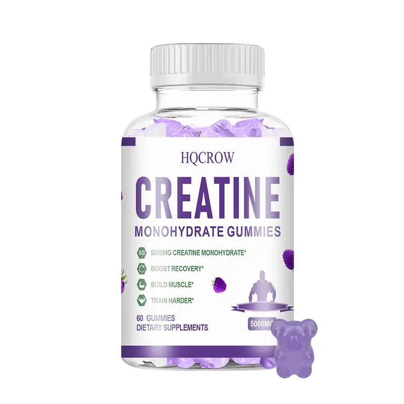 HQCROW Creatine Monohydrate Gummies - Mixed Berry, Vitamin B6 & B12, Black Pepper, Vegan, Plant-Based, Non-GMO, Gluten-Free & Gelatin-Free. Supplement