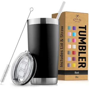 Zulay Kitchen 20 oz Stainless Steel Tumbler with Lid & Straw - Insulated Mug for Hot & Cold Drinks, Rust-Free & Sweat-Free Design