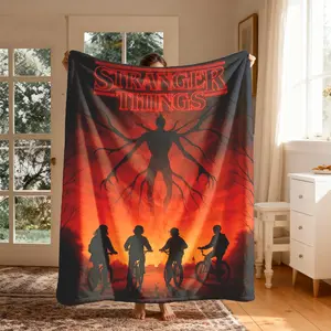 Stranger Things Shadow World Flannel Blanket, Large Soft Lightweight Warm, Perfect for Bed Sofa Office Camping Travel, Christmas Gift