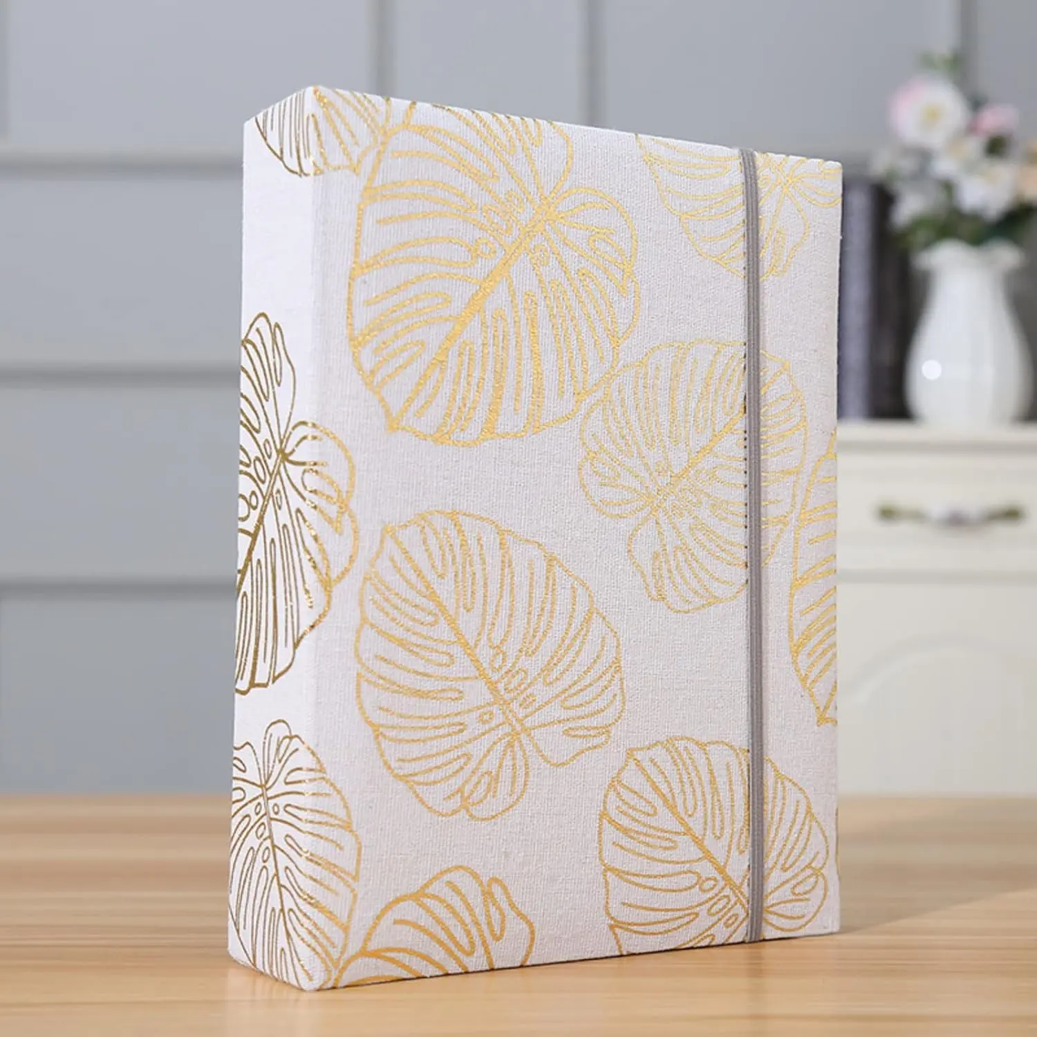 Photo Album 4x6 200 Photos Linen Cover Picture Photo Book for Family Wedding Anniversary Baby Vacation (200 Photos (4x6), Golden Leaves)