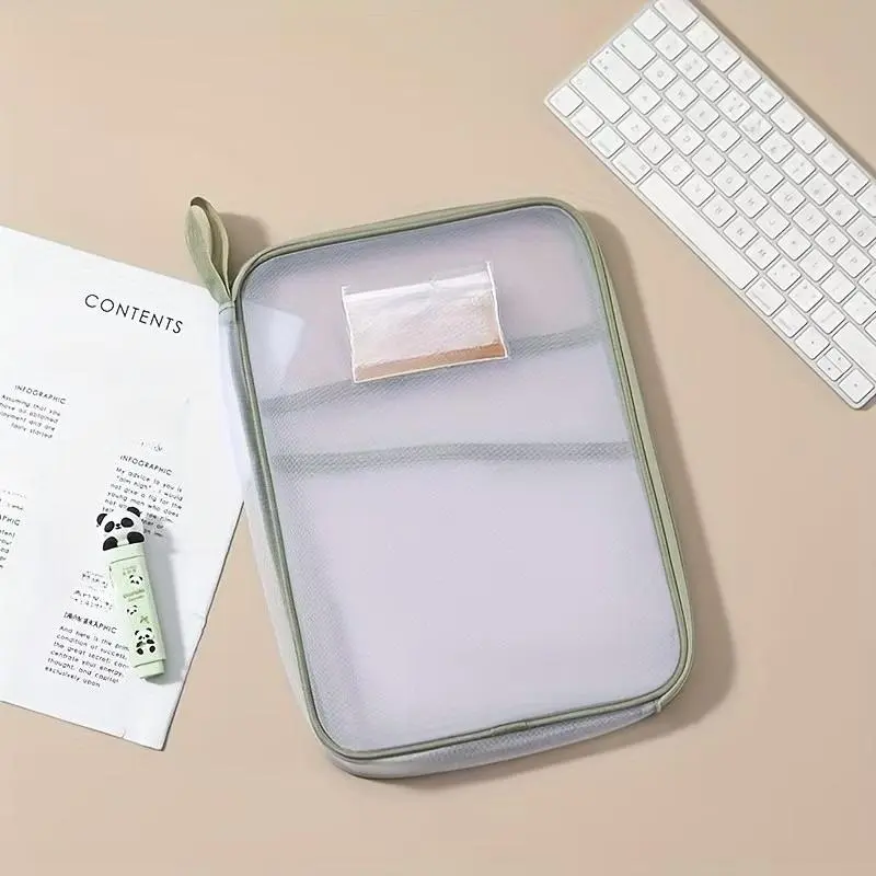 Three layer thick mesh transparent L-shaped file bag - multifunctional office and study universal classification storage organizer bag Storage for Organizing