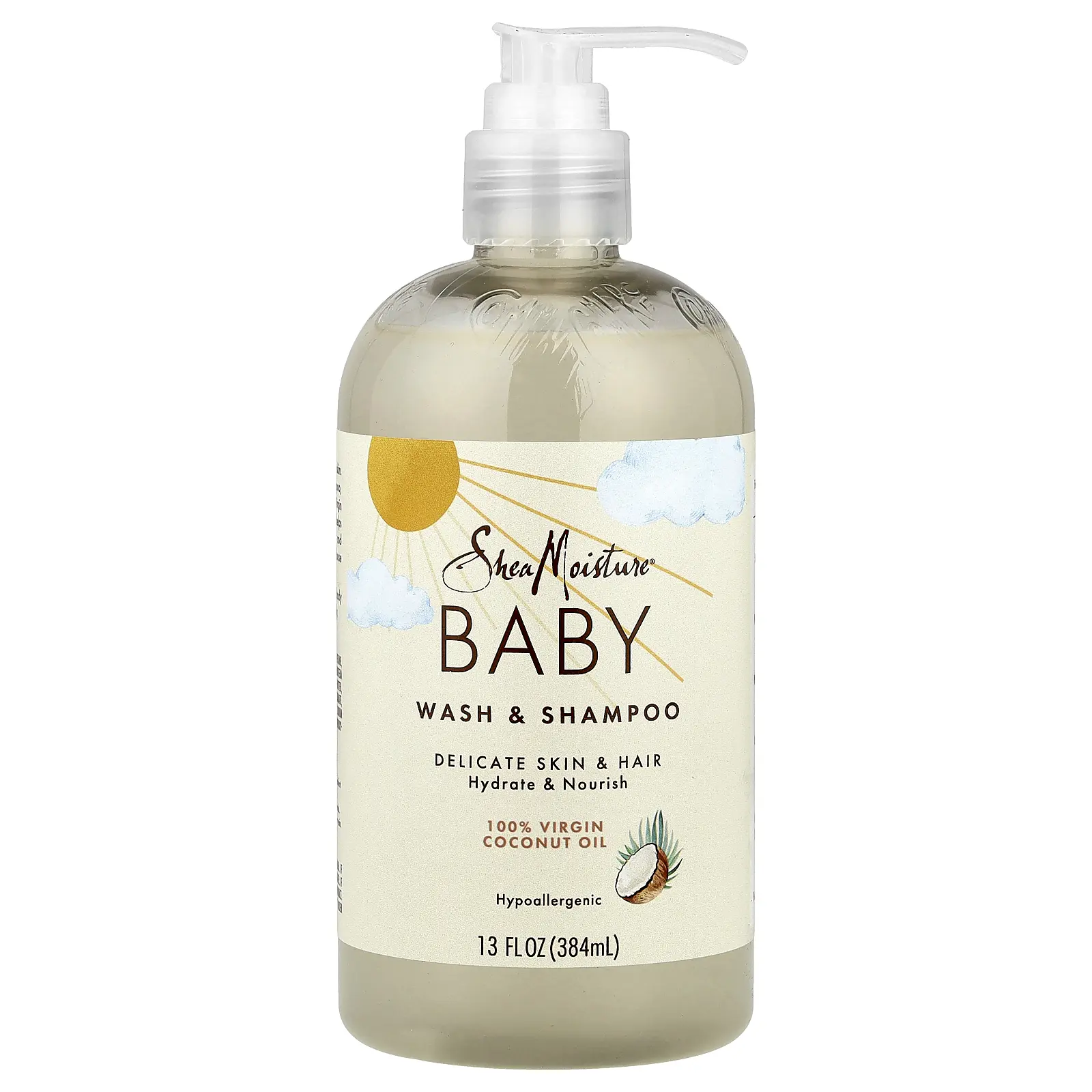 SheaMoisture Baby Wash & Shampoo, 100% Virgin Coconut Oil, 13 fl oz (384 ml)