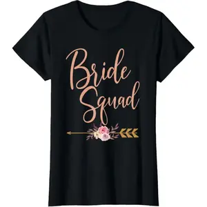 Bride Squad Bridal Shower Gift - 100% Cotton Round Neck Short Sleeve T-Shirt for Bridesmaid and Wedding Party Fit Top