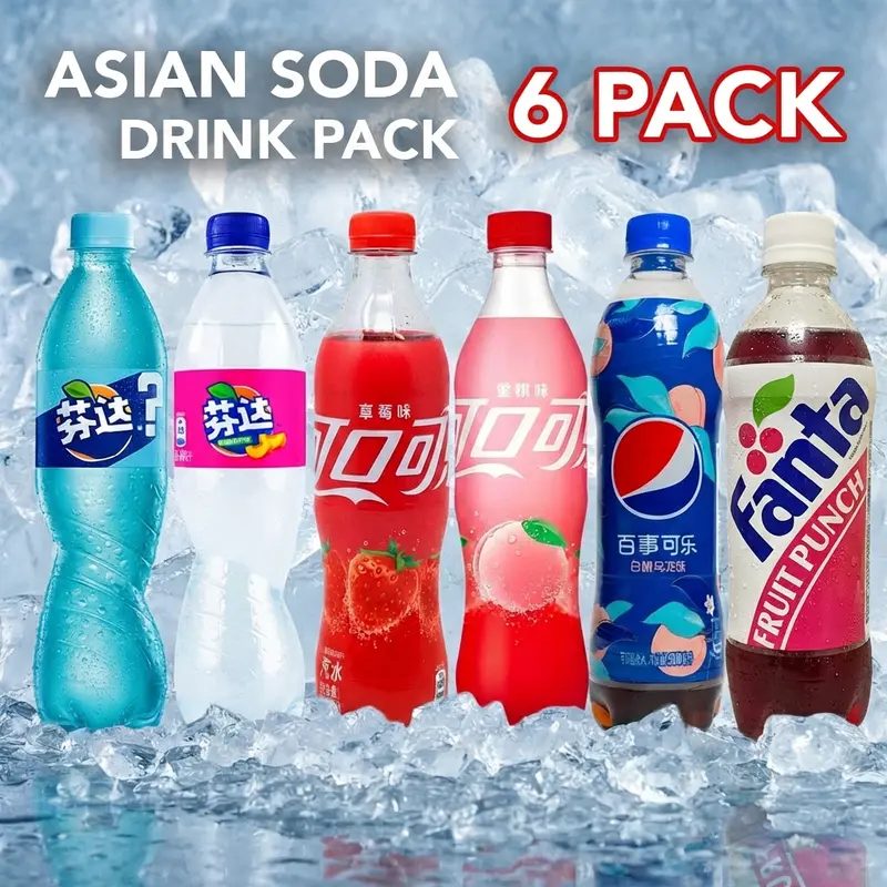 Asian Soda Pack (6 Bottles) - Collection of Refreshing drinks from Asia
