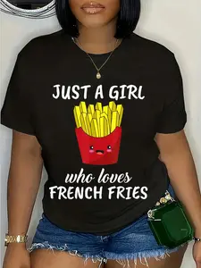 100% Cotton Just A Girl Who Loves French Fries Clothes Gift French Fries T-Shirt