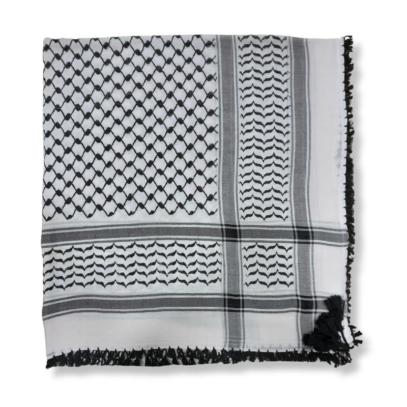 Cotton Woven Classic Keffiyeh/Kuffiyeh Black and White Traditional Original Patterns Palestine Scarf Shemagh