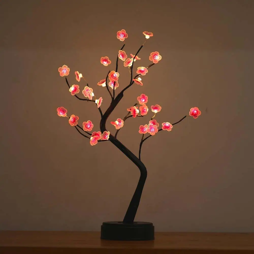 Cherry Blossom Lamp Tree Lamps for Living Room Cute Night Light for House Decor DIY Artificial Tree Lamp for Home Decorations Weddings Christmas Creative Led Lighting Battery Powered Led