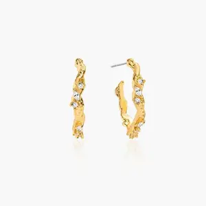 en route Moonlit Ivy Hoops Earrings, Romantic Gold Finish with Dainty CZ Ivy Detail, Perfect for Everyday Styling and Layering