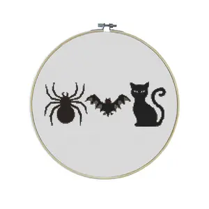 Creepers Premium Cross Stitch Kit - EVERYTHING INCLUDED | Halloween Décor | Spooky Season | Creepy | Black Patterns | Bug Cross Stitch