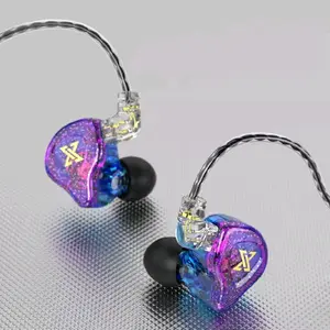 QKZ AK6 MAX High-Performance In-Ear Monitors - Hi-Fi Stereo Earbuds with Detachable 2-Pin Cable - Heavy Bass Dynamic Driver IEMs for Gaming, Music, & Gym - Available In Crystal Clear Transparent Black Blue/Purple Glitter With High Definition Microphone