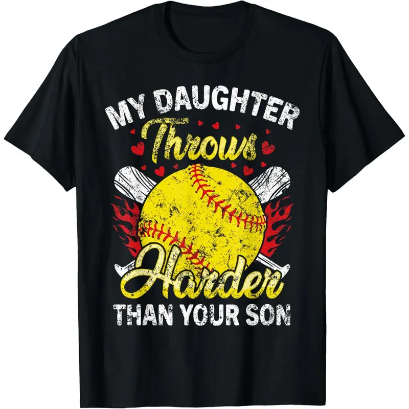 Softball dad My Daughter Throws Harder softball mom funny T-Shirt