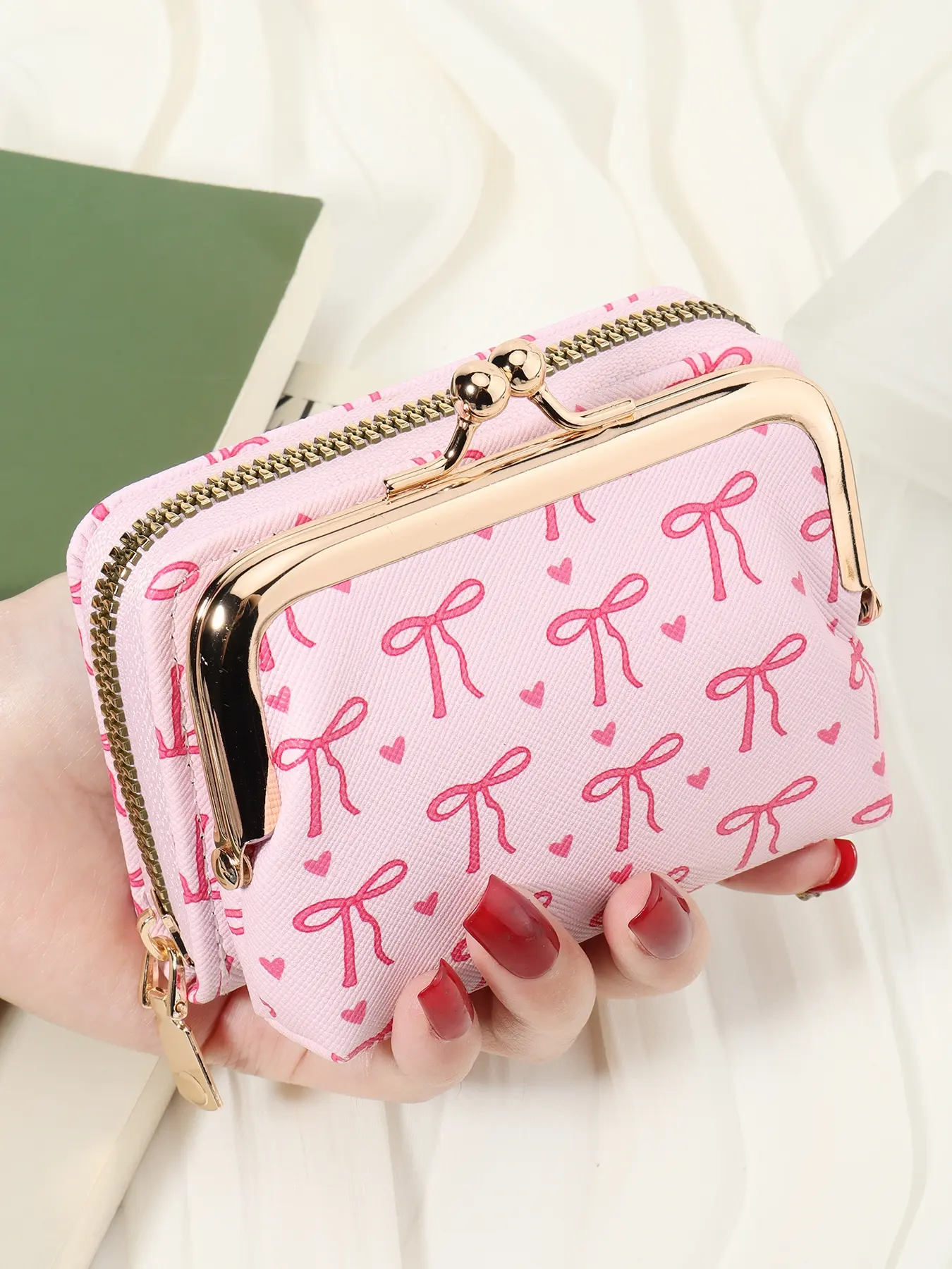 Simple multi slot zipper card bag, Credit Card Holder, Fashionable Card Holder, Casual Card Holder, detachable for use, multifunctional large capacity women's short wallet, suitable for carrying around when going out