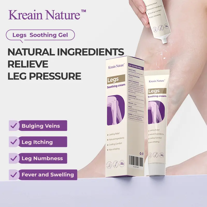 Kreain Nature Centella Asiatica Natural Leg Soothing Cream, Relieve Heavy Sore Tired Legs from Sitting & Standing All Day, Reduce Leg Swelling, Bulging Vein & Leg Pressure Discomfort, Herbal Leg Care Lotion