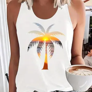 Sunset Beach Palm Tree Silhouette Women’s Tank Top
