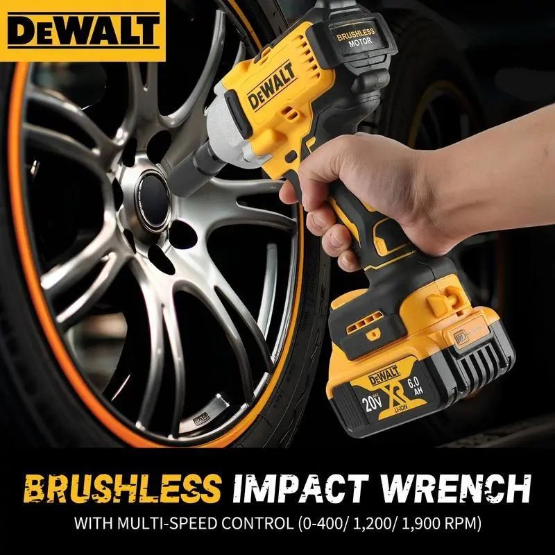 DEWALT 20V Cordless 2025W 1/2" High Torque Impact Wrench with Hog Ring Anvil, Professional Hand Tool for Hardware Projects