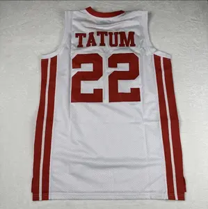 Vintage Style #22 Mesh Basketball Jersey – White & Red Streetwear Tank