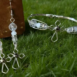 Cross Earrings and Bracelet