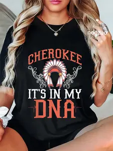 100% Cotton Cherokee My DNA Native Americans Design T-Shirt