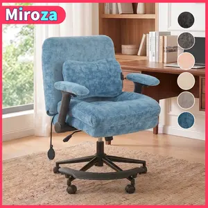 Armchair with Moveable Heated Pillows and Air Lumber Support, Crisscross Leg Chair with Adjustable Armrest and height, 360° Swivel Office Chair, Desk Chair with Rotatable Pedal
