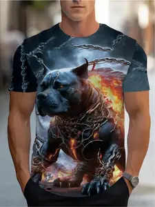 Men's Hot Dogue 3D Print T-Shirt, Vibrant Round Neck Short Sleeve, Summer Casual Art Pattern Tee, Holiday Gift Idea