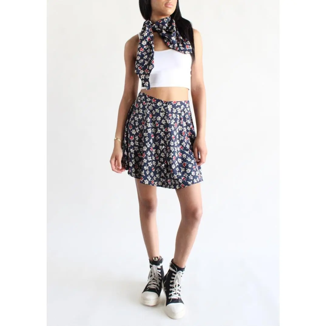 RCYCLD Floral Mini Skirt with Matching Scarf