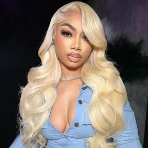 180% Density Body Wave Blonde Lace Front Wigs Hair 613 Lace Front Wig Hair 13x6 Transparent Lace Free Part 613 Lace Frontal Wig for Women hair body