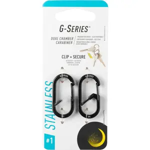 GS1-01-2R6 G-Series Dual Chamber Carabiner, Size #   1 2-Pack, Black
