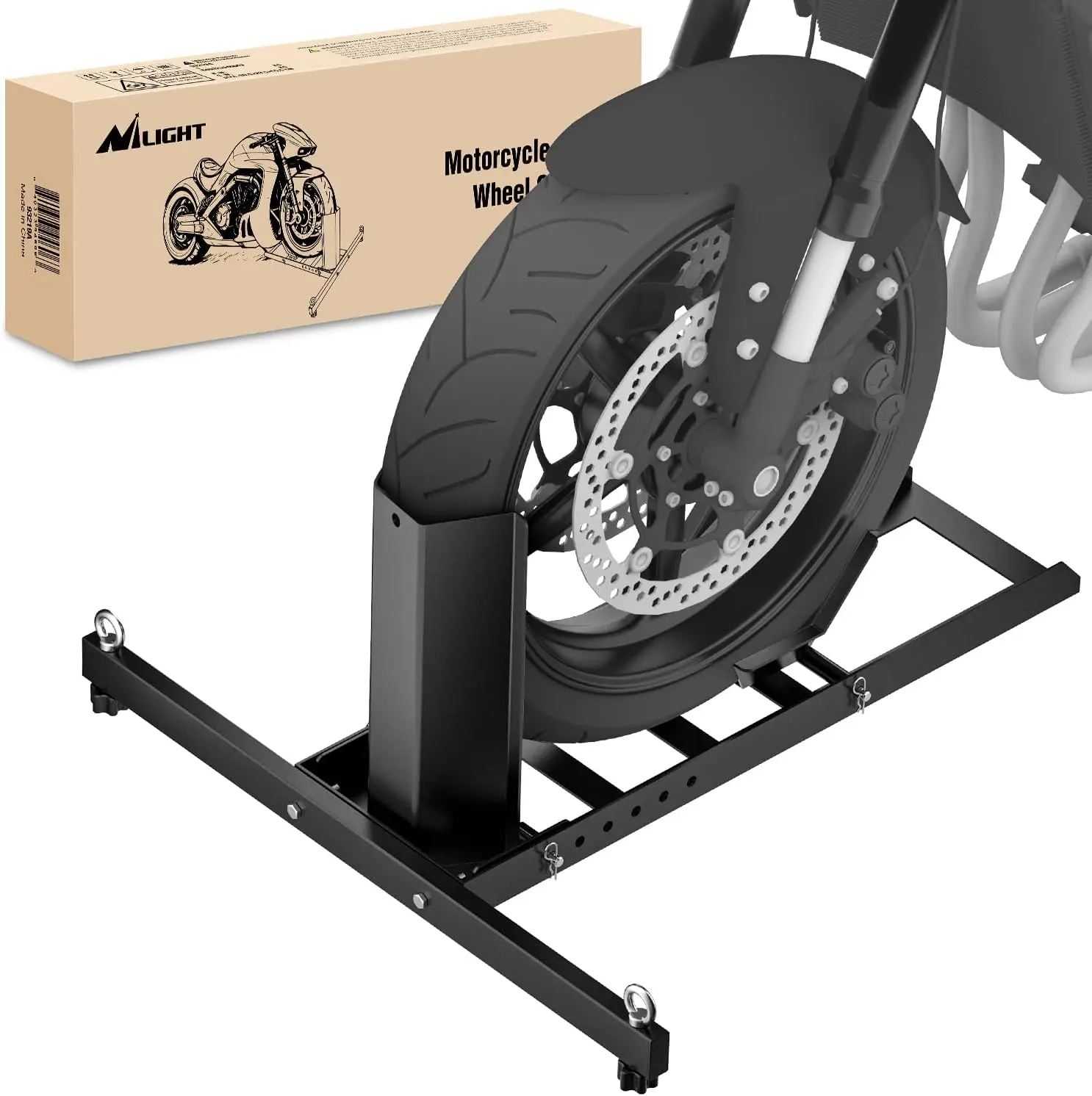 Nilight Heavy-Duty Steel Adjustable Wheel Chock Stand - 1800 lb Capacity, Anti-Slip Surface, Adjustable Wheel Locks, Garage Storage & Workshop Tool, Front Tire Chock for Trailers & Trucks, Fits 15-22" Vehicles