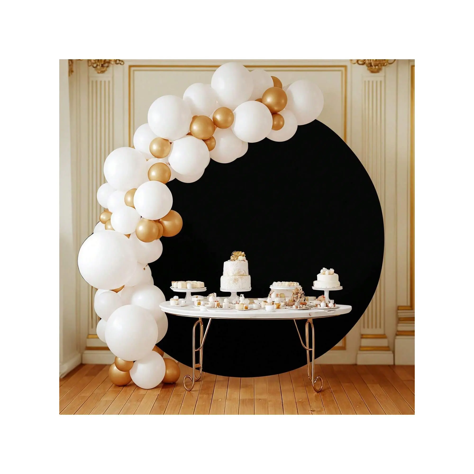Black - 6.5ft (2m diameter) Arch Backdrop Cover, 6ft/6.5ft/7.2ft Round Arch Stand With Bottom Zipper, Wrinkle Resistant Smooth Touch Background Set For Birthday, Wedding, Reception Champagne 6ft (1.8m Diameter Circle) Banners Hand