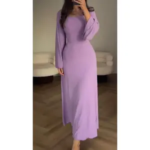 Women's Spring & Autumn New Long Sleeve Split Loose Elegant Casual Professional Dress in Soft Lavender