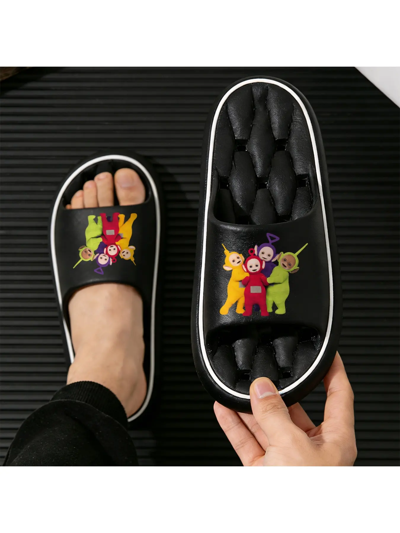 Teletubbies Characters Print Slippers for Kids Soft Plush Anti Slip Home Slippers Comfortable Indoor Shoes for Toddlers Boys Girls Cartoon Themed Footwear