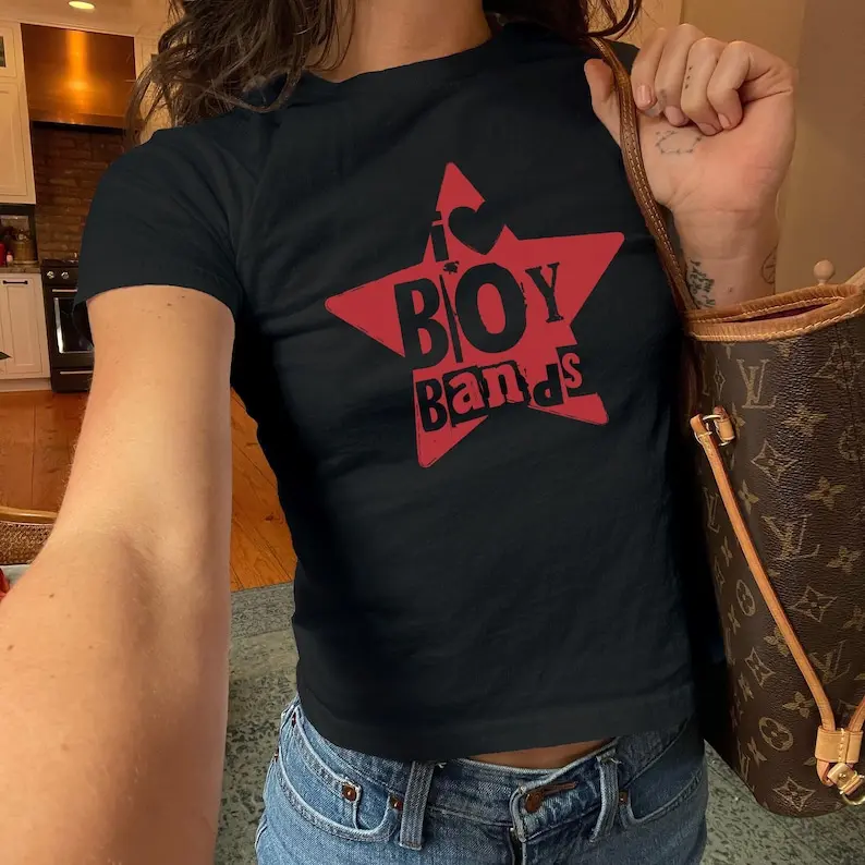 I Love Boy Bands Baby Tee, Pop Music K-Pop Crop Top, Concert Tour or Festival Tee, Music Festival Outfit, Rave Summer Top, Music Lover Gift